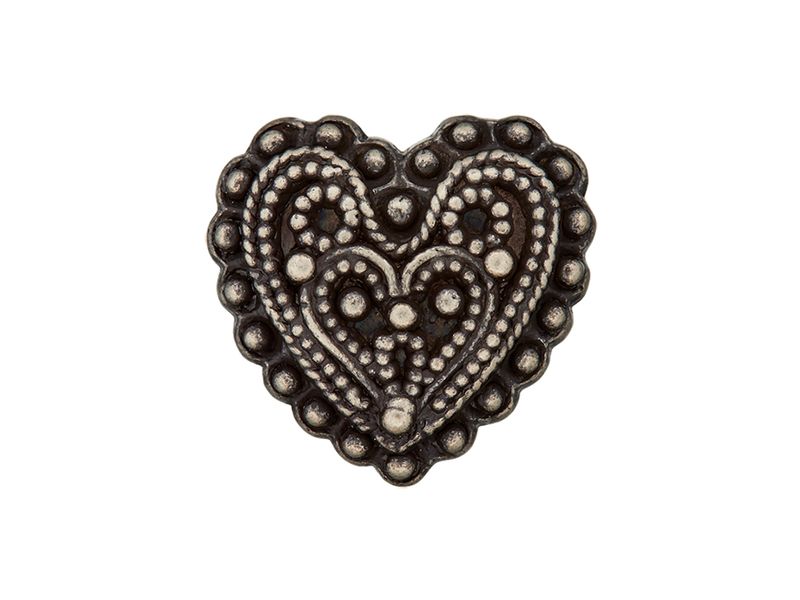 Metallknapp Hjerte  453118  15mm  83 Sølv