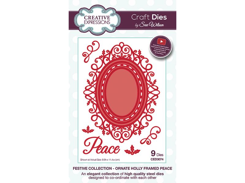 Creative Expressions Die  Ornate Holly Framed Peace