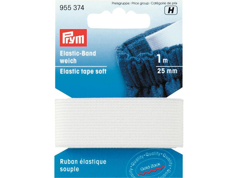 Prym Elastisk strikk – Soft – 1m 25mm – Hvit